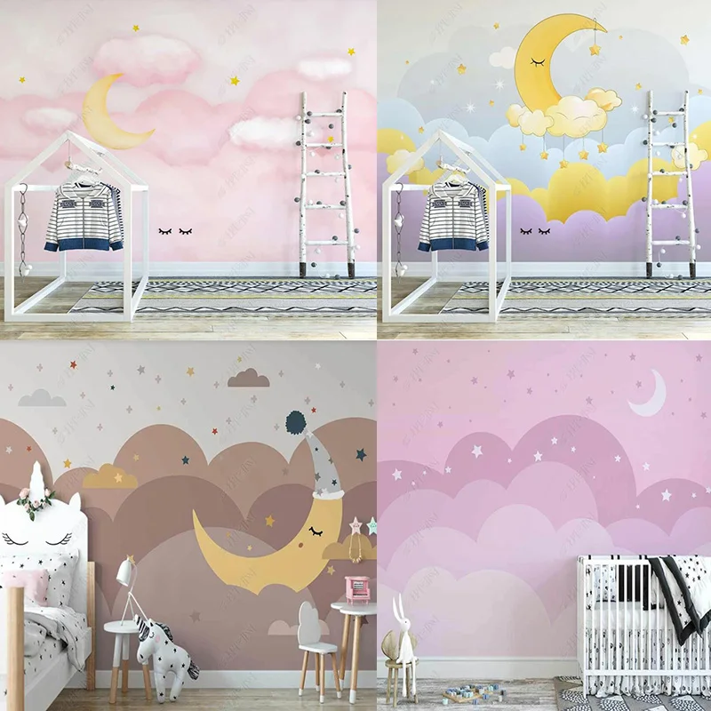 Nordic Hand Painted Pink Clouds Starry Moon Cartoon Children's Room Custom Mural Girls Room Kids 3D Wall Paper Decor Wallpaper
Nordic Hand Painted Pink Clouds Starry Moon Cartoon Children's Room Custom Mural Girls Room Kids 3D Wall Paper Decor Wallpaper