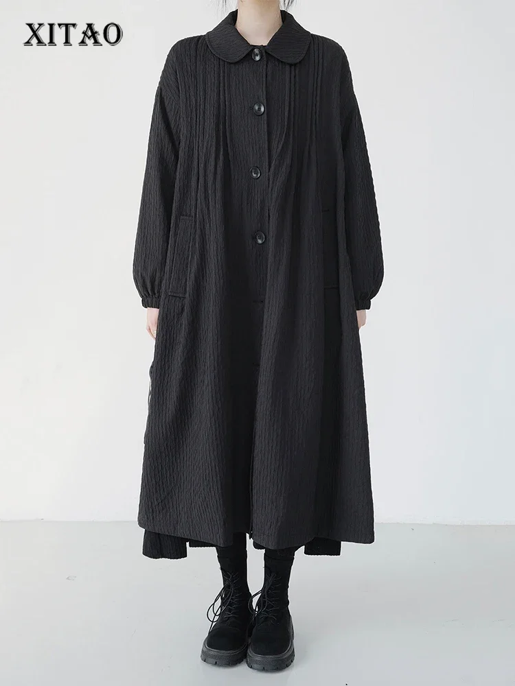 XITAO, Тренч с воротником Питер Пэн, со складками и карманами, однобортное однотонное Свободное пальто, осень 2023, Повседневная Новинка DMJ3166
XITAO, Тренч с воротником Питер Пэн, со складками и карманами, однобортное однотонное Свободное пальто, осень 2023, Повседневная Новинка DMJ3166