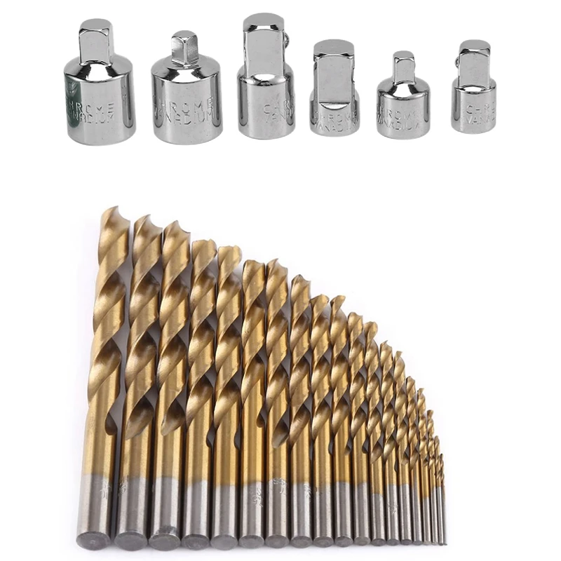 19 Piece HSS Drill Bit Set 1Mm-10Mm Quality German Tools & 1Pc Ratchet Wrench Socket Converter Head Sleeve Adapter
19 Piece HSS Drill Bit Set 1Mm-10Mm Quality German Tools & 1Pc Ratchet Wrench Socket Converter Head Sleeve Adapter