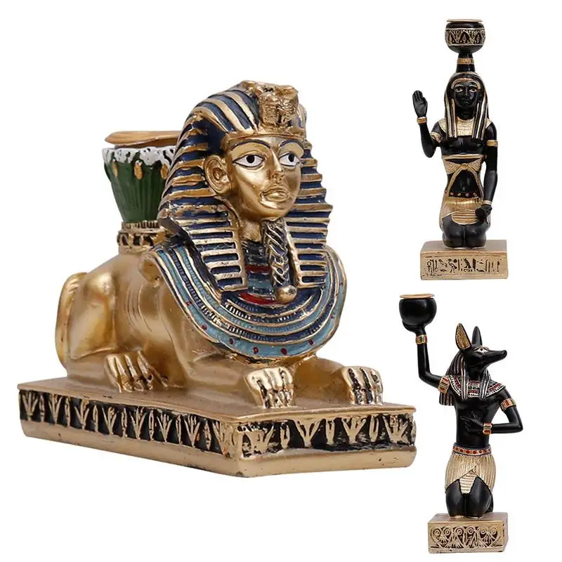 

Древний Египетский подсвечник, фигурки из смолы, подсвечник, древний Египетский подсвечник, настольное украшение, домашние украшения