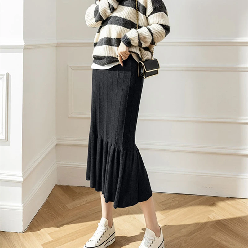 Autumn Winter New Women Knitted Skirt Fashion Design Mid-length High Waist Slim Fishtail Skirt Slim Sexy Solid Color Hip Skirt
Autumn Winter New Women Knitted Skirt Fashion Design Mid-length High Waist Slim Fishtail Skirt Slim Sexy Solid Color Hip Skirt