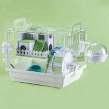 Pet Hamster Cage Acrylic Transparent Oversized Double Deck Villa Suitable for Guinea Pig Small Animals Pet Feeding Box Supplies
