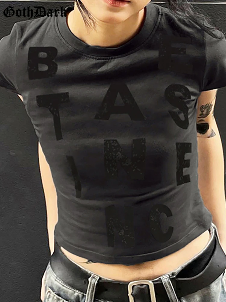 Goth Dark Letter Print Mall Gothic Basic T-shirts egirl Grunge Bodycon Casual Women Crop Tops Short Sleeve Summer Alt Streetwear
Goth Dark Letter Print Mall Gothic Basic T-shirts egirl Grunge Bodycon Casual Women Crop Tops Short Sleeve Summer Alt Streetwear