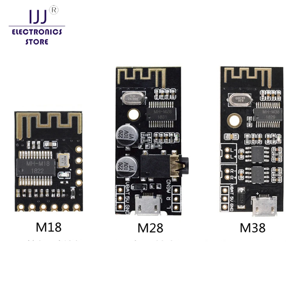 Wireless Bluetooth Audio Receiver Board Module MH-MX8 M18 M28 M38 BLT 20M 4.2 5.0 MP3 Lossless Decoder Stereo Electronic DIY Kit 
Wireless Bluetooth Audio Receiver Board Module MH-MX8 M18 M28 M38 BLT 20M 4.2 5.0 MP3 Lossless Decoder Stereo Electronic DIY Kit