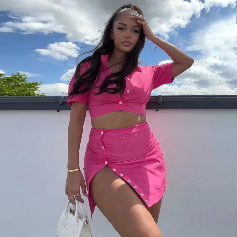 2023 Suit New Solid Color Short-sleeved Polo Collar Top Button Bag Hip Skirt Casual Two-piece Suit Skirt Sets
2023 Suit New Solid Color Short-sleeved Polo Collar Top Button Bag Hip Skirt Casual Two-piece Suit Skirt Sets