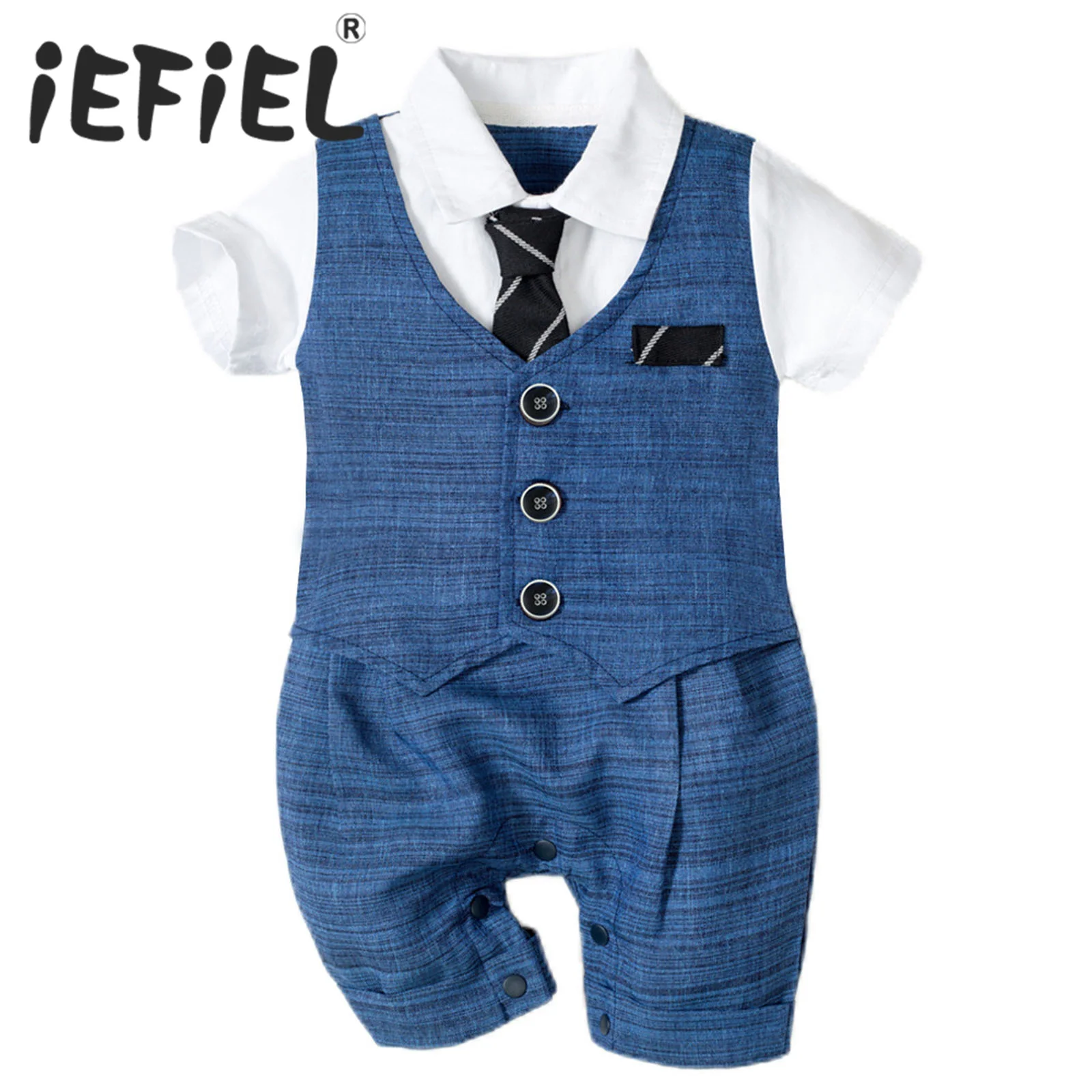 Baby Gentleman Boys One-Piece Romper Birthday Outfit Short Sleeve Fake Vest with Tie Bodysuit Jumpsuit for Formal Party Wedding
Baby Gentleman Boys One-Piece Romper Birthday Outfit Short Sleeve Fake Vest with Tie Bodysuit Jumpsuit for Formal Party Wedding