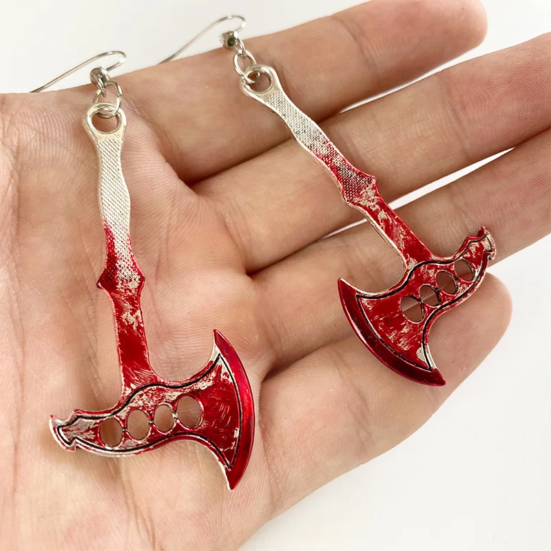 

3pairs Halloween Horror Bloodstain Scissors Axe Sharp Knife Dangle Earrings For Women Fashion Exaggerated Jewelry Party Gifts
