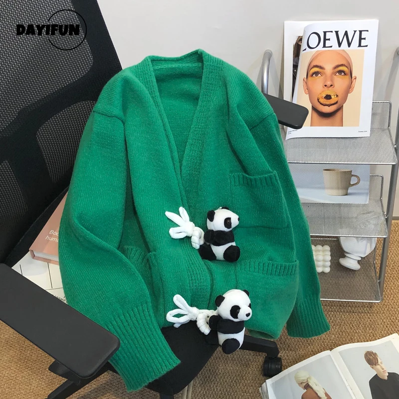 DAYIFUN Oversized Autumn Clothes Kawaii Panda Doll Cardigan Sweater Button Knitted Sweater Retro All-match Chic Large Size Coat
DAYIFUN Oversized Autumn Clothes Kawaii Panda Doll Cardigan Sweater Button Knitted Sweater Retro All-match Chic Large Size Coat