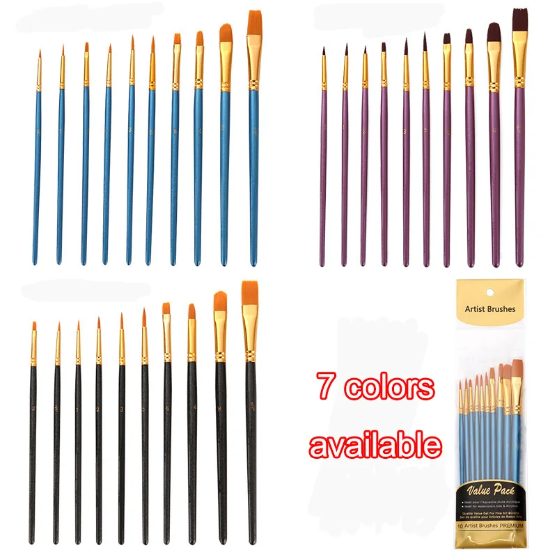 10 PCS Paint Brushes Set Wooden Handle for Art Acrylic Gouache Oil Watercolor Artist Canvas Synthetic Nylon Tips
10 PCS Paint Brushes Set Wooden Handle for Art Acrylic Gouache Oil Watercolor Artist Canvas Synthetic Nylon Tips