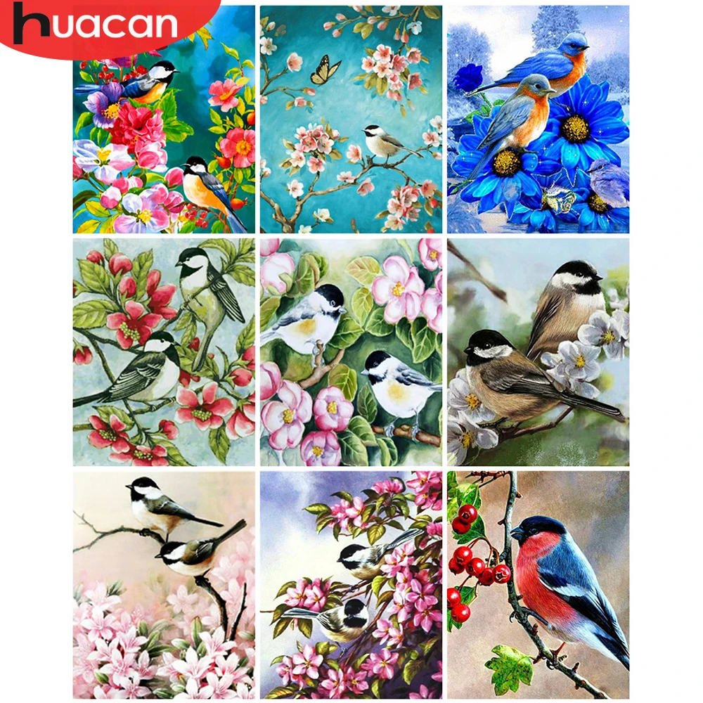 Картина по номерам HUACAN Настенная картина с изображением птиц животных