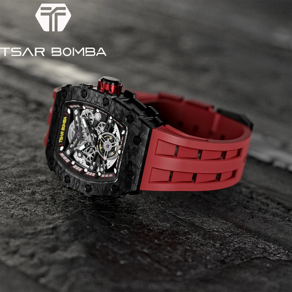 TSAR BOMBA Watch for Man Automatic Mechanical Carbon Fiber Bezel 50ATM Waterproof Clock Tonneau Original Watch Relogio Masculino
TSAR BOMBA Watch for Man Automatic Mechanical Carbon Fiber Bezel 50ATM Waterproof Clock Tonneau Original Watch Relogio Masculino