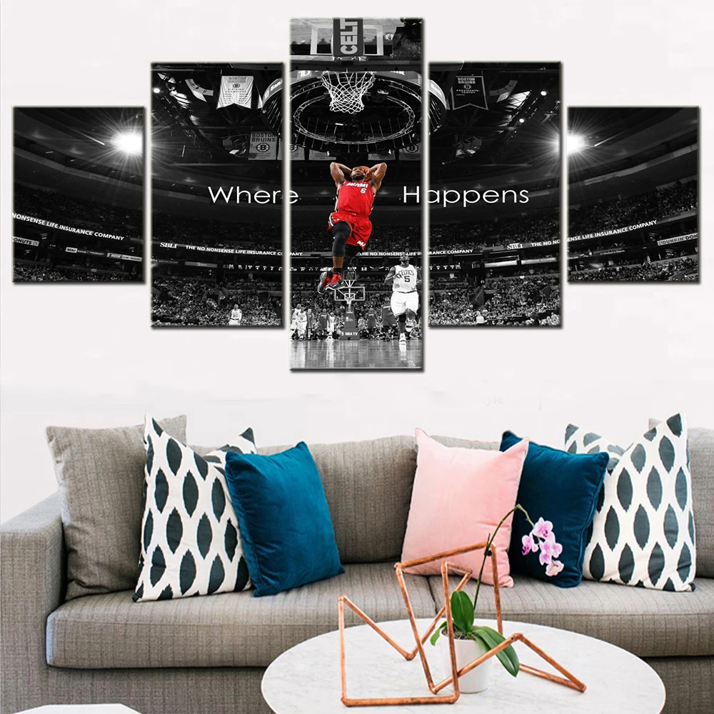 Canvas Pictures Wall Art Framework Home Decor 5 Pieces Famous Basketball Superstar James Paintings Living Room HD Prints Poster
Canvas Pictures Wall Art Framework Home Decor 5 Pieces Famous Basketball Superstar James Paintings Living Room HD Prints Poster
