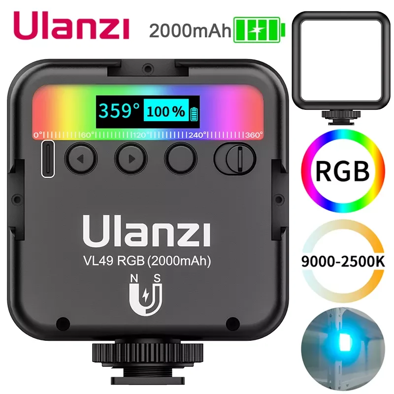 Ulanzi VL49 RGB LED Video Light Mini Portable Pocket photography Light Vlog Fill Light for Smartphone DSLR SLR Camera Lamp
Ulanzi VL49 RGB LED Video Light Mini Portable Pocket photography Light Vlog Fill Light for Smartphone DSLR SLR Camera Lamp