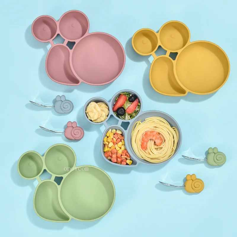 Cartoon Snail Shape Children Dishes Baby Sucker Silicone Dining Plate Spoon Fork Toddler Training Tableware Kids Feeding Bowls
Cartoon Snail Shape Children Dishes Baby Sucker Silicone Dining Plate Spoon Fork Toddler Training Tableware Kids Feeding Bowls