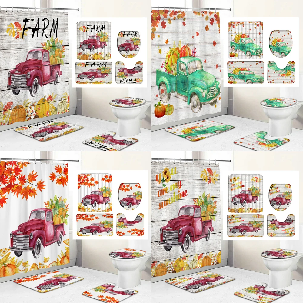 Fall Thanksgiving Shower Curtain Pumpkin Truck Farm Reward Autumn Scenery Bathroom Decor Polyester Cloth Curtain Set With Hooks
Fall Thanksgiving Shower Curtain Pumpkin Truck Farm Reward Autumn Scenery Bathroom Decor Polyester Cloth Curtain Set With Hooks