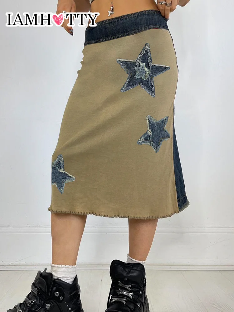 IAMHOTTY y2k Patchwork Star Patches Straight Long Skirt Fairy Grunge Streetwear Chic Harajuku Midi High-waisted Skirts Aesthetic
IAMHOTTY y2k Patchwork Star Patches Straight Long Skirt Fairy Grunge Streetwear Chic Harajuku Midi High-waisted Skirts Aesthetic
