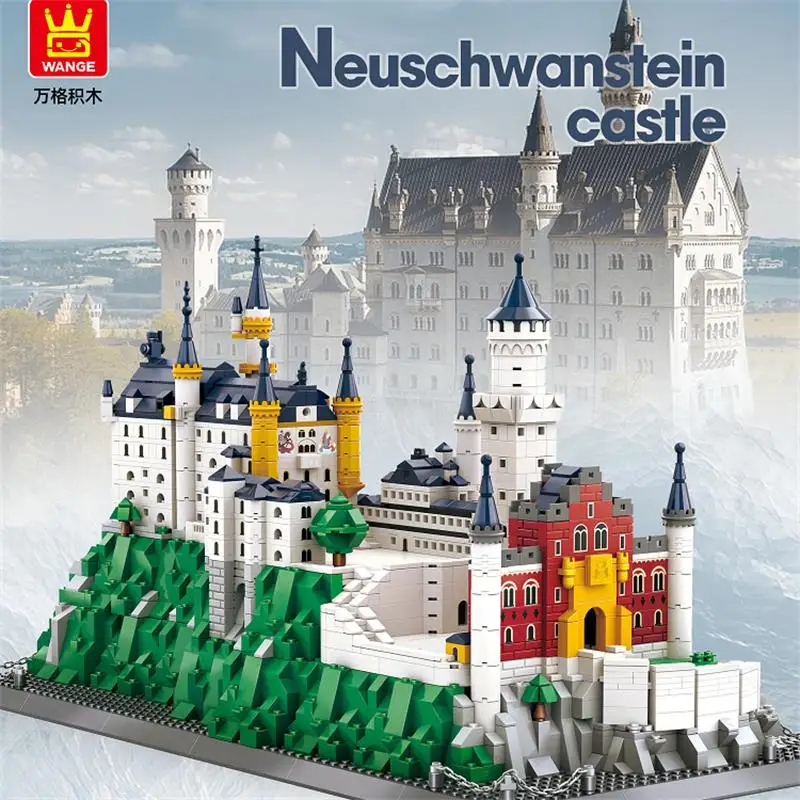 

World Famous Historical Architecture Building Block Germany Free State Of Bavaria New Swan Stone Castle Brick Toy Collection