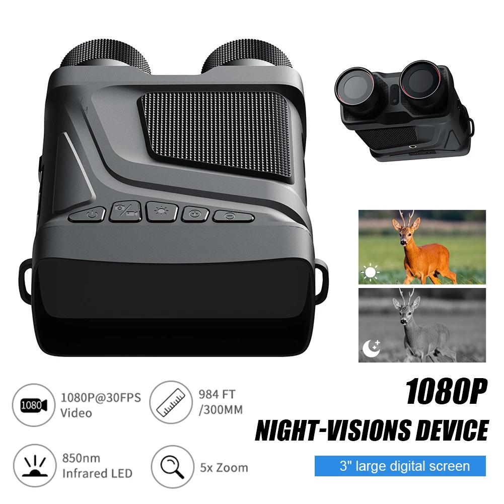 1080P HD Binoculars Night Vision Device 5X Digital Zoom Hunting Telescope With 3" TFT Screen For Outdoor Hunting Scouting
1080P HD Binoculars Night Vision Device 5X Digital Zoom Hunting Telescope With 3" TFT Screen For Outdoor Hunting Scouting