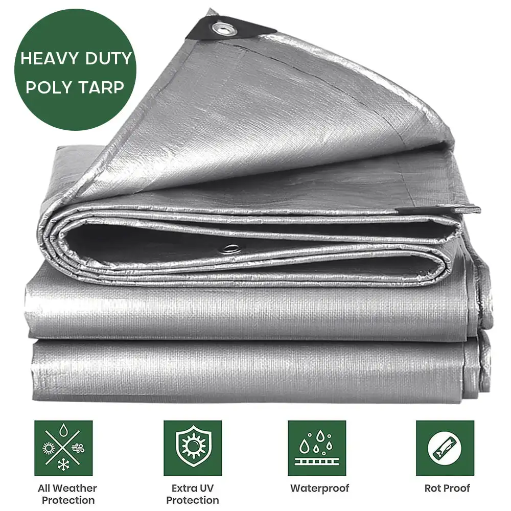 Heavy Duty Waterproof Poly Tarp Outdoors Truck Tarps Tent Shelter Cover 10Mil Tarpaulin for Car Boat Woodpile Silver 6 x 10ft
Heavy Duty Waterproof Poly Tarp Outdoors Truck Tarps Tent Shelter Cover 10Mil Tarpaulin for Car Boat Woodpile Silver 6 x 10ft