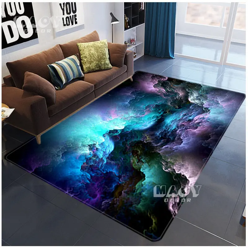 

3D Galaxy Space Stars Carpets Home Accessories Living Room Decoration Bedroom Parlor Tea Table Area Rug Soft Flannel Large Mat