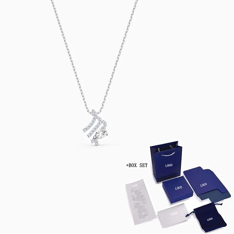 

2020 Fashion SWA New ZODIAC II Pendant Necklace Elegant Virgo Symbol Platinum Virgo Necklace Women Romantic Luxury Jewelry Gift