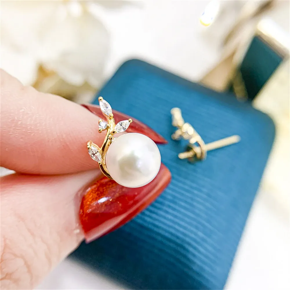 DIY Pearl Earnail Accessories S925 Sterling Silver Jewelry Simple Earrings Women's Empty Fit 7-8mm Beads
DIY Pearl Earnail Accessories S925 Sterling Silver Jewelry Simple Earrings Women's Empty Fit 7-8mm Beads