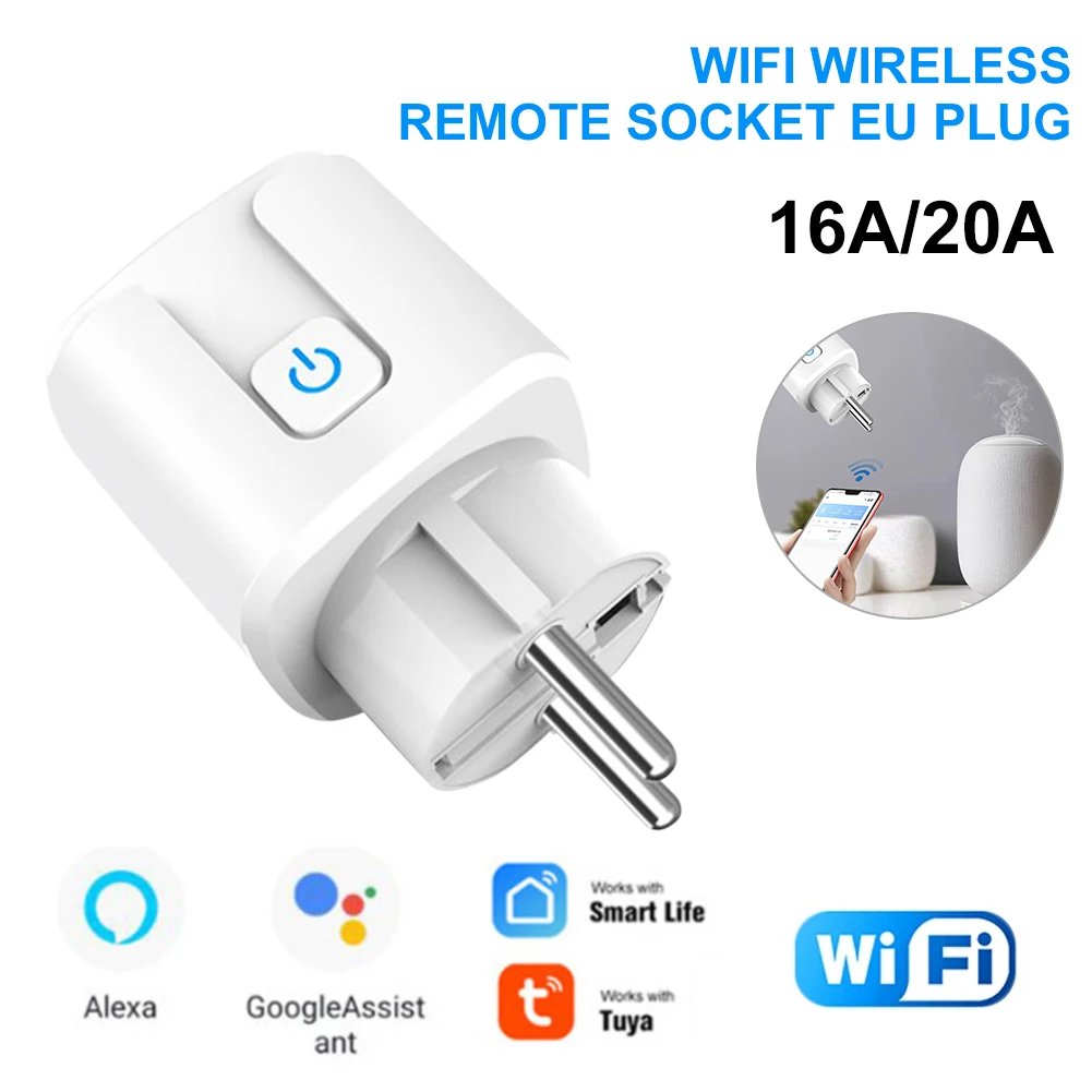 Smart Timer Plug WIFI Wireless Remote Socket EU Plug 16A/20A Power Monitor Voice Control Household Fire-proof PC Power Socket
Smart Timer Plug WIFI Wireless Remote Socket EU Plug 16A/20A Power Monitor Voice Control Household Fire-proof PC Power Socket