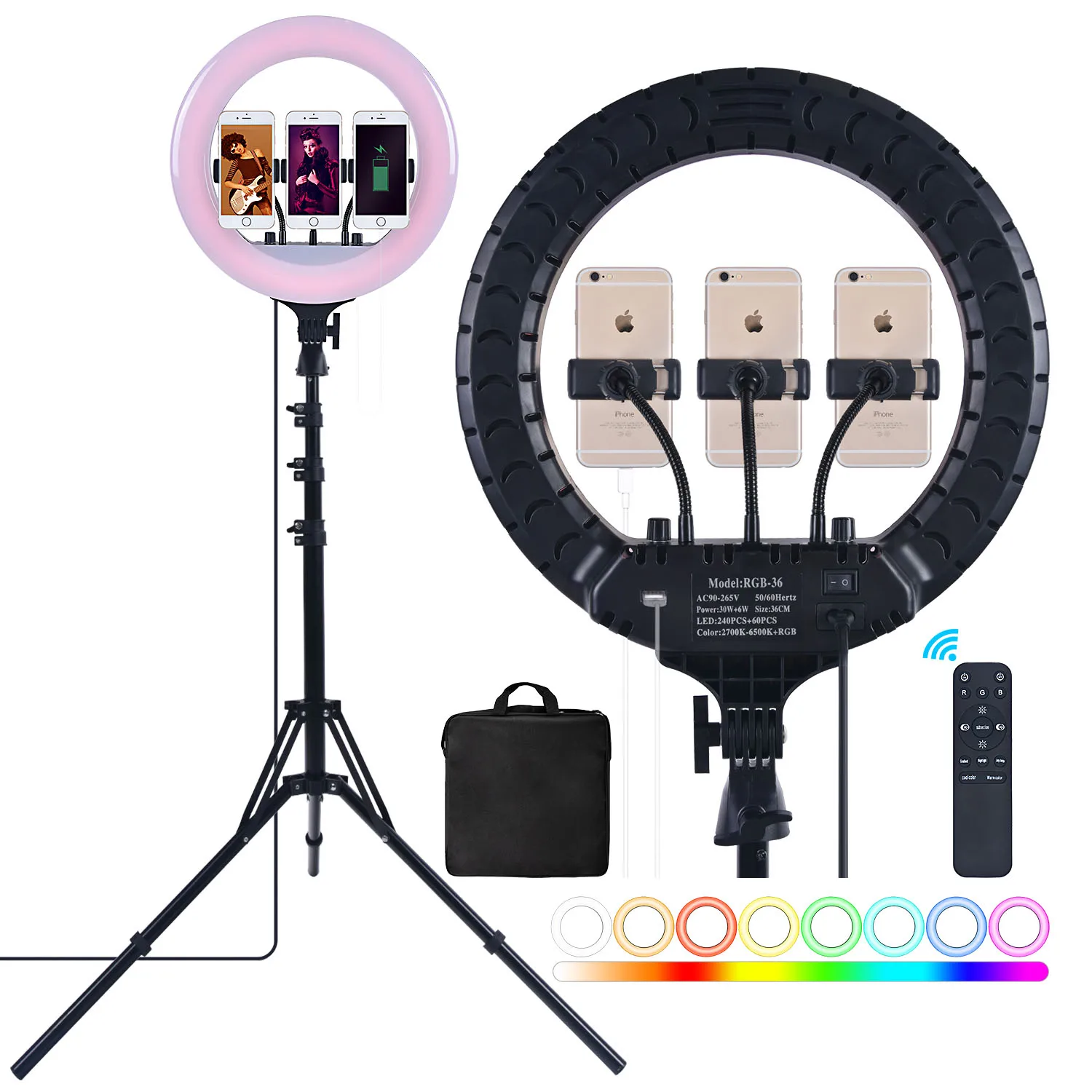 Fosoto 14 Inch RGB Photographic Lighting Led Professional Ring Lamp With Remote Ring Light Tripod For Phone Youtube Studio
Fosoto 14 Inch RGB Photographic Lighting Led Professional Ring Lamp With Remote Ring Light Tripod For Phone Youtube Studio