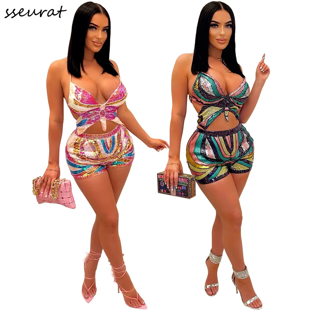 Женский Блестящий укороченный топ с бабочкой и шорты, комплект из двух предметов, Соблазнительные вечерние наряды
Женский Блестящий укороченный топ с бабочкой и шорты, комплект из двух предметов, Соблазнительные вечерние наряды