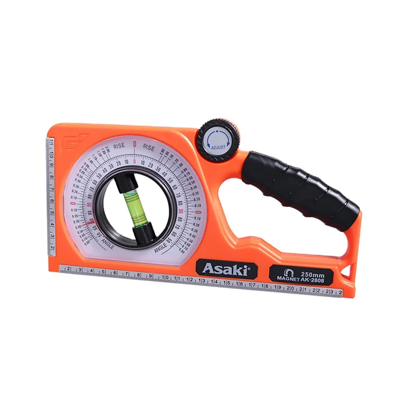 AsakiAK-2808 250mm Multi function slope measuring instrument universal bevel protractor angle level declinometer magnetic design
AsakiAK-2808 250mm Multi function slope measuring instrument universal bevel protractor angle level declinometer magnetic design