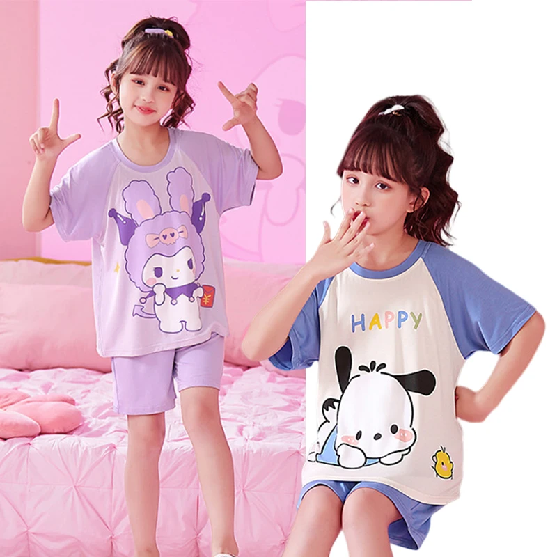 Sanrio Kawaii Pochacco Kuromi Cinnamoroll Cartoon Round Neck Short Sleeve Children Clothing Summer Anime Y2K Children Homewear
Sanrio Kawaii Pochacco Kuromi Cinnamoroll Cartoon Round Neck Short Sleeve Children Clothing Summer Anime Y2K Children Homewear