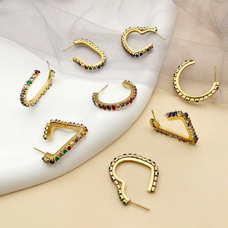 2022 Inlaid Colorful Natural Little Zircon Earring Heart-shaped Circle Round Regular Geometric Metal Fashion women's Earrings
2022 Inlaid Colorful Natural Little Zircon Earring Heart-shaped Circle Round Regular Geometric Metal Fashion women's Earrings