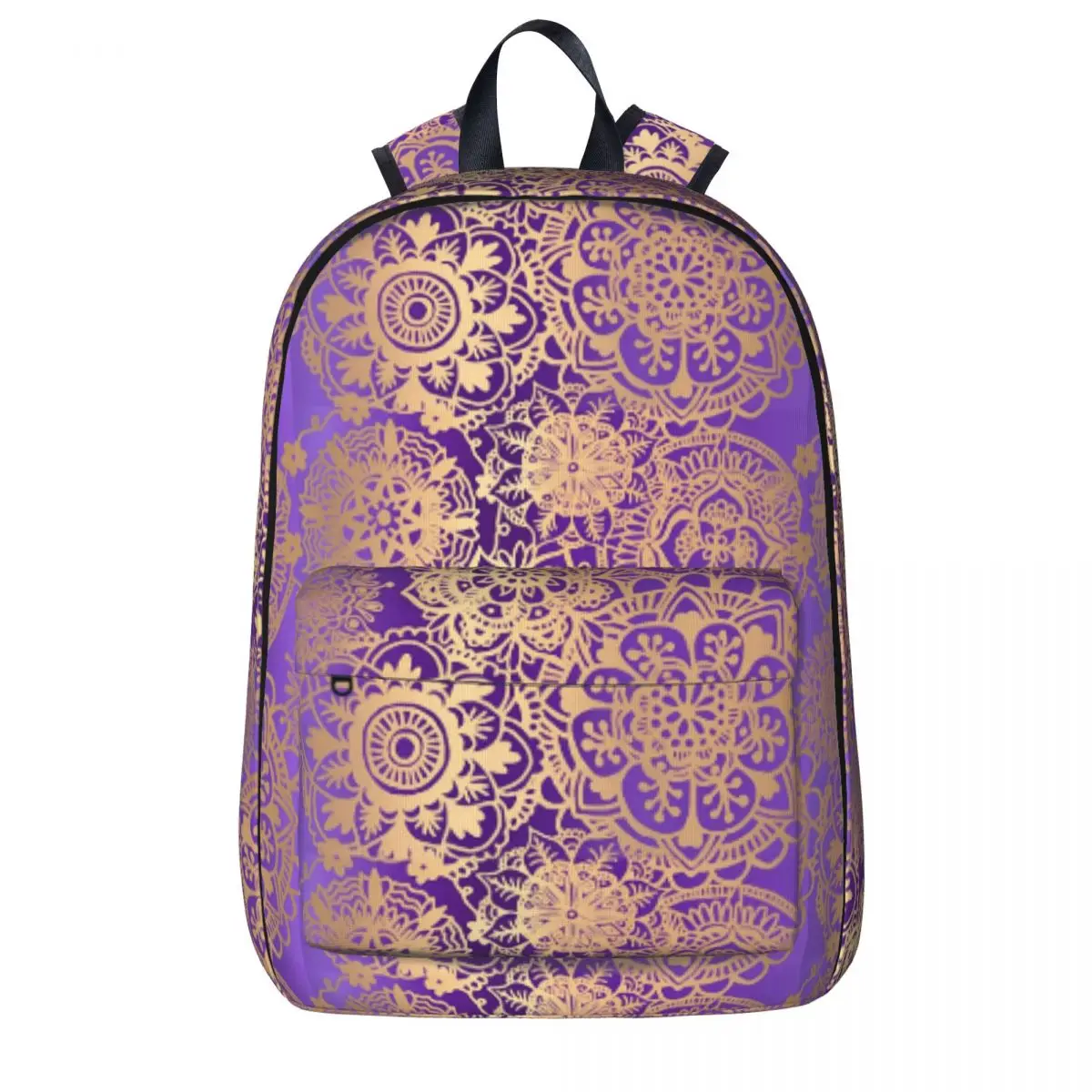 

Рюкзак в стиле бохо с мандалой, фиолетовый и золотистый цвет, Большой Школьный Рюкзак Для Езды На Велосипеде для мальчиков, индивидуальный рюкзак