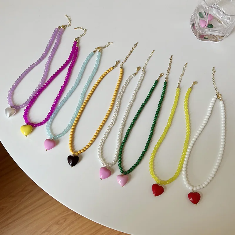 Korean Elegant Colorful Crystal Beads Necklace For Women Ladies Fashion Heart Pendent Necklace Choker Jewelry
Korean Elegant Colorful Crystal Beads Necklace For Women Ladies Fashion Heart Pendent Necklace Choker Jewelry