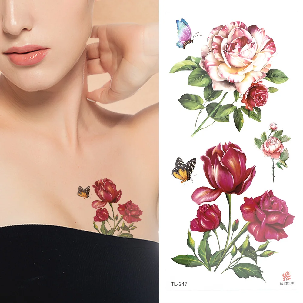Waterproof Flower Temporary Tattoo Sticker Rose Pattern Water Transfer Under Breast Shoulder Colorful Flower Body Fake Tattoo
Waterproof Flower Temporary Tattoo Sticker Rose Pattern Water Transfer Under Breast Shoulder Colorful Flower Body Fake Tattoo