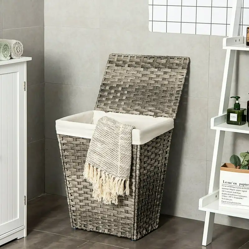 Foldable Handwoven Lid and Handles Laundry Hamper with Removable Liner, Gray Laundry Baskets Laundry Storage & Organization
Foldable Handwoven Lid and Handles Laundry Hamper with Removable Liner, Gray Laundry Baskets Laundry Storage & Organization