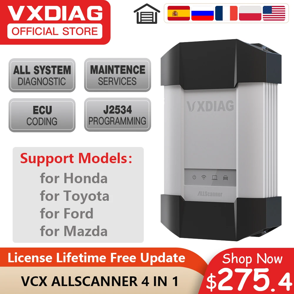 VXDIAG Allscanner 4 in 1 Car OBD2 OEM Diagnostic Passthru Scanner Coding Programming for Honda for Ford for Mazda for Toyota
VXDIAG Allscanner 4 in 1 Car OBD2 OEM Diagnostic Passthru Scanner Coding Programming for Honda for Ford for Mazda for Toyota