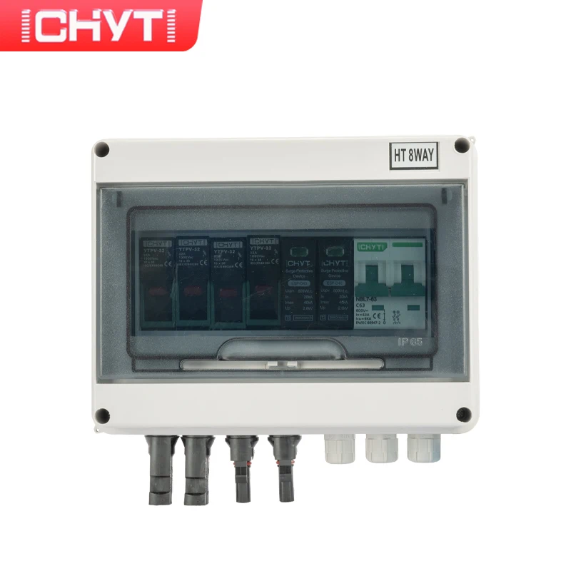 CHYT 2-in-1-out 600V Outdoor Waterproof 1 String IP65 PV Solar Surge Lightning Protection DC Combiner Box
CHYT 2-in-1-out 600V Outdoor Waterproof 1 String IP65 PV Solar Surge Lightning Protection DC Combiner Box