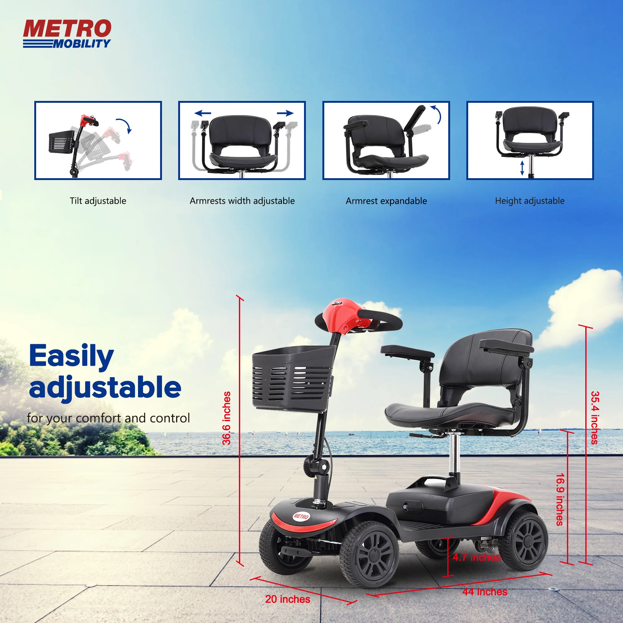 

Electric 4 Wheel Compact Mobility Scooter Car motorcycle Fold Power Swivel Seat For Elderly Adults Seniors Travel outdoor sport