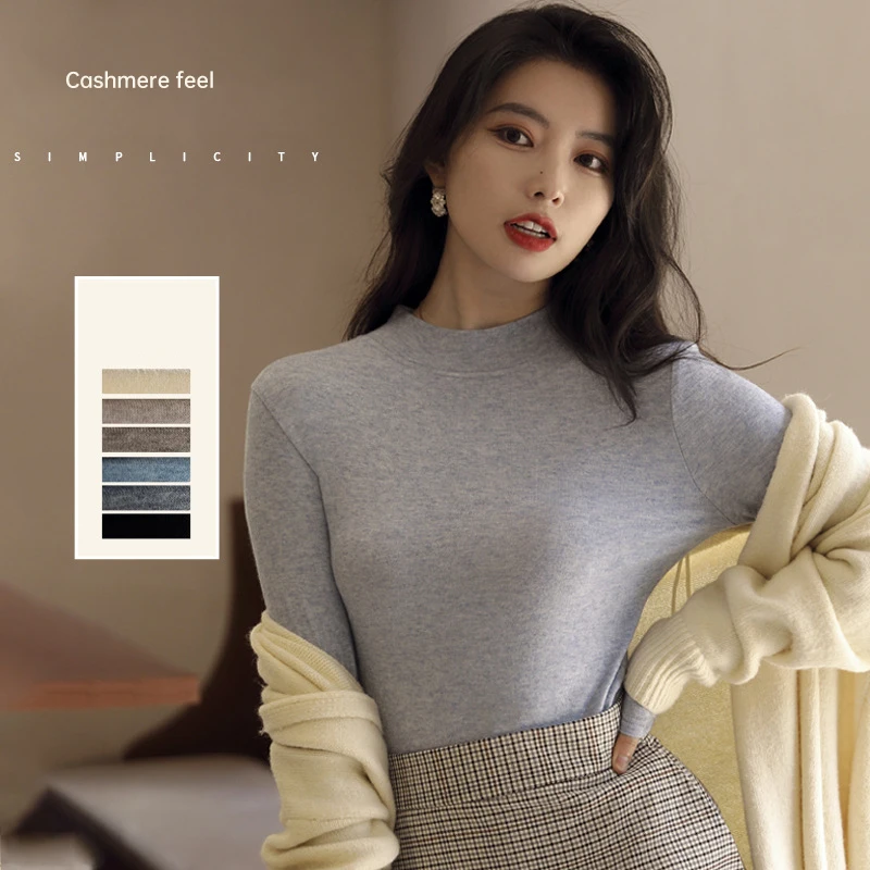 Autumn Knitwear Women's Half High Collar Thickened Imitated Wool Sweater Worn with Slim Fitting Plush Sweater Pullovers 
Autumn Knitwear Women's Half High Collar Thickened Imitated Wool Sweater Worn with Slim Fitting Plush Sweater Pullovers