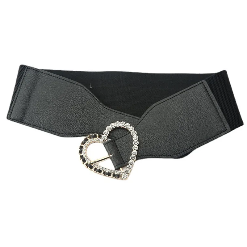 Fashion Elastic Wide Belt For Women Rhinestone Heart Buckle Waist Straps Luxury Designer Brand Coat Dress Decorative Waistband
Fashion Elastic Wide Belt For Women Rhinestone Heart Buckle Waist Straps Luxury Designer Brand Coat Dress Decorative Waistband