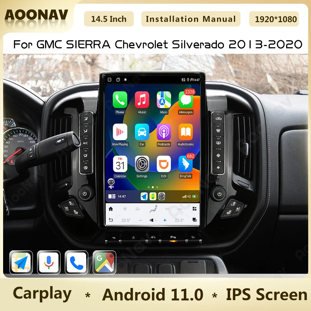 Автомагнитола 14,5 дюйма, Android 11, для Chevrolet Silverado GMC SIERRA 2013-2020, мультимедийный автомобильный стерео видеоплеер, головное устройство с GPS 
Автомагнитола 14,5 дюйма, Android 11, для Chevrolet Silverado GMC SIERRA 2013-2020, мультимедийный автомобильный стерео видеоплеер, головное устройство с GPS