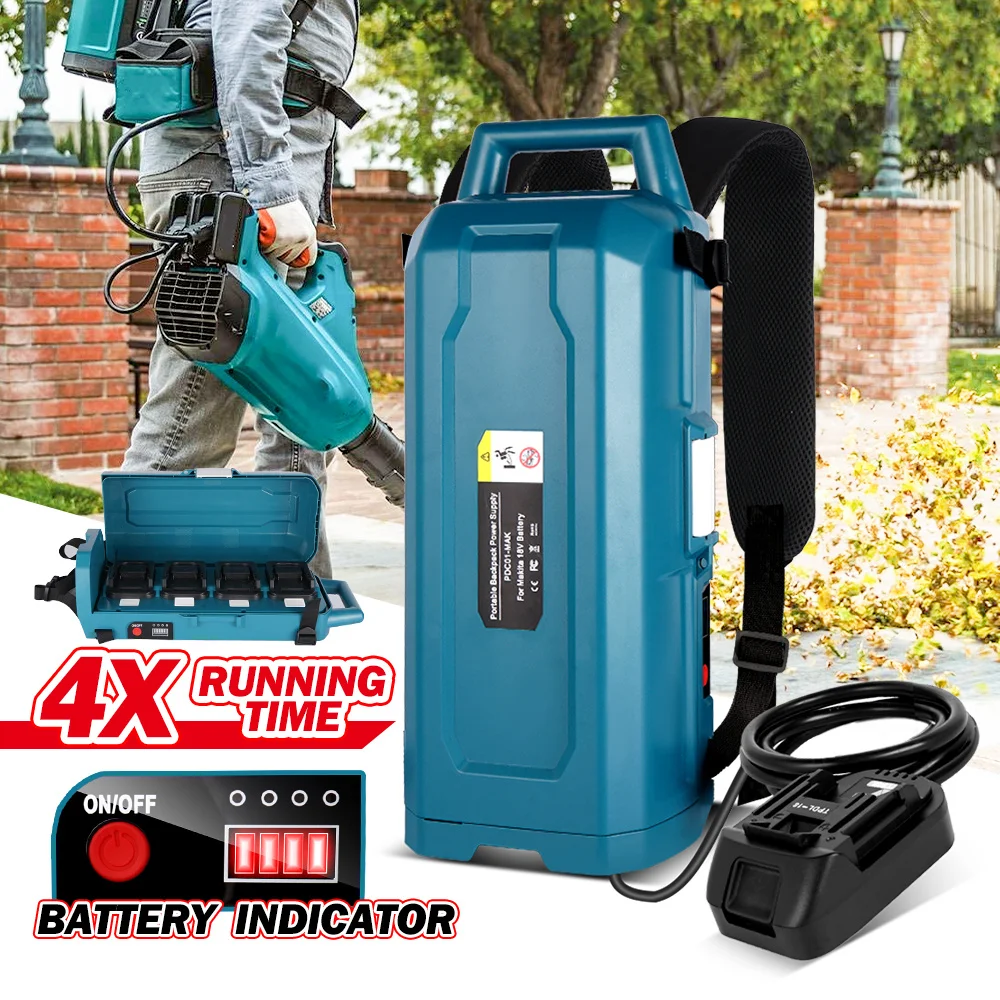 Portable Power Supply Backpack Battery Power Bank For Power Tools Capacity for Four Lithium-Ion Batteries For Makita 18v Battery
Portable Power Supply Backpack Battery Power Bank For Power Tools Capacity for Four Lithium-Ion Batteries For Makita 18v Battery