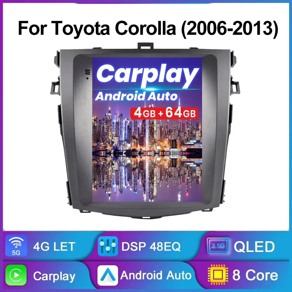 Автомагнитола на Android 13 с вертикальным экраном 9 7 дюйма для TOYOTA Corolla 2007-2013