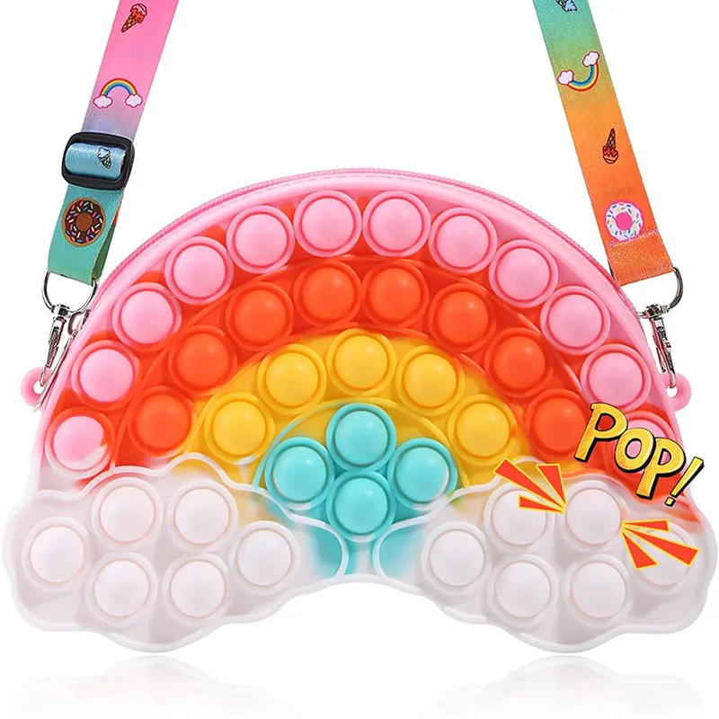 2022 New Bubble Squeeze Rainbow Bag Colour Silicone Storage Satchel Bag Decompression Push Bubbles Toy Pop Fidget Shoulder Bags
2022 New Bubble Squeeze Rainbow Bag Colour Silicone Storage Satchel Bag Decompression Push Bubbles Toy Pop Fidget Shoulder Bags