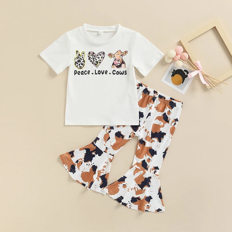 Детская летняя хлопковая Футболка с оборками и расклешенными брюками 
Детская летняя хлопковая Футболка с оборками и расклешенными брюками