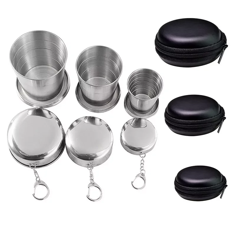 Steel Folding Cup With Keychain Camping Folding Cup Traveling Outdoor Collapsible Cup with Lid Portable Drinkware
Steel Folding Cup With Keychain Camping Folding Cup Traveling Outdoor Collapsible Cup with Lid Portable Drinkware