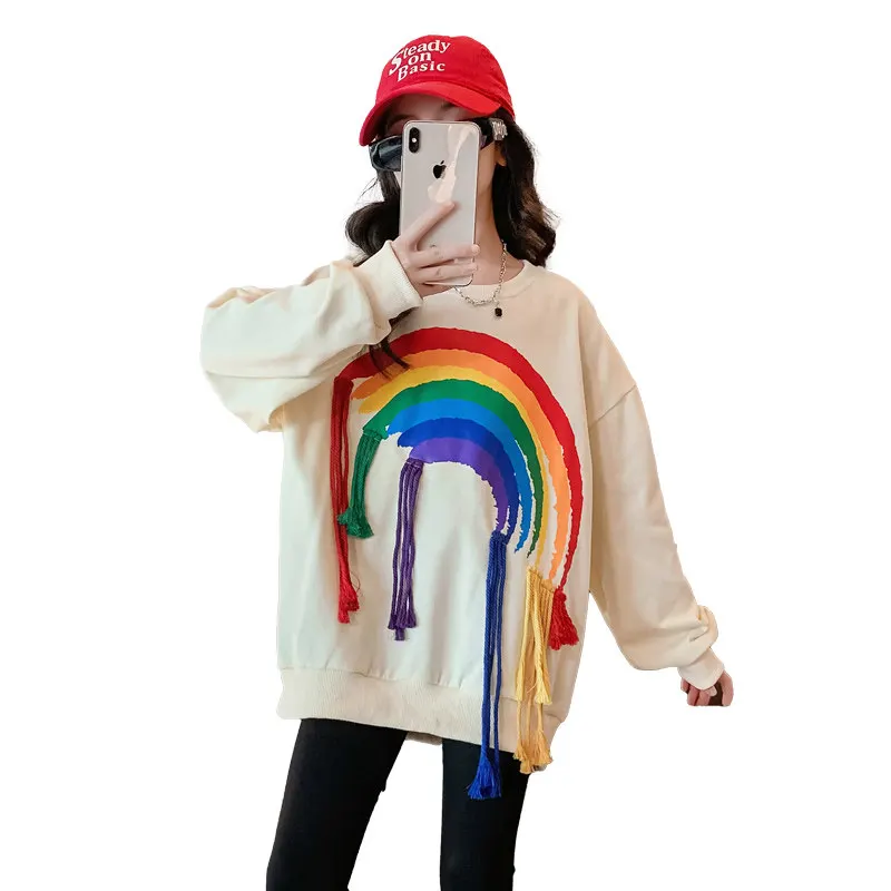 New Girls Spring Sweatshirts with Rainbow Tassel Tops 2023 Fashion Two Color Cotton Korean Autumn Long Sleeve Teenager Clothes
New Girls Spring Sweatshirts with Rainbow Tassel Tops 2023 Fashion Two Color Cotton Korean Autumn Long Sleeve Teenager Clothes