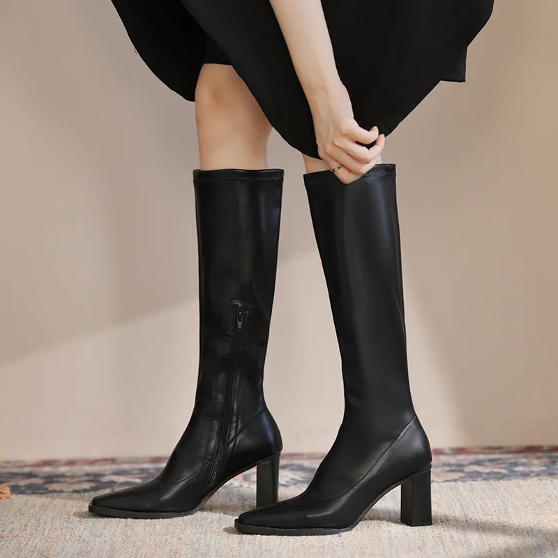 Women's Winter High Boots Women Square High Heels Long Tube Shoes Ladies Pointed Toe Side Zipper Knight Boots botas de mujer
Women's Winter High Boots Women Square High Heels Long Tube Shoes Ladies Pointed Toe Side Zipper Knight Boots botas de mujer
