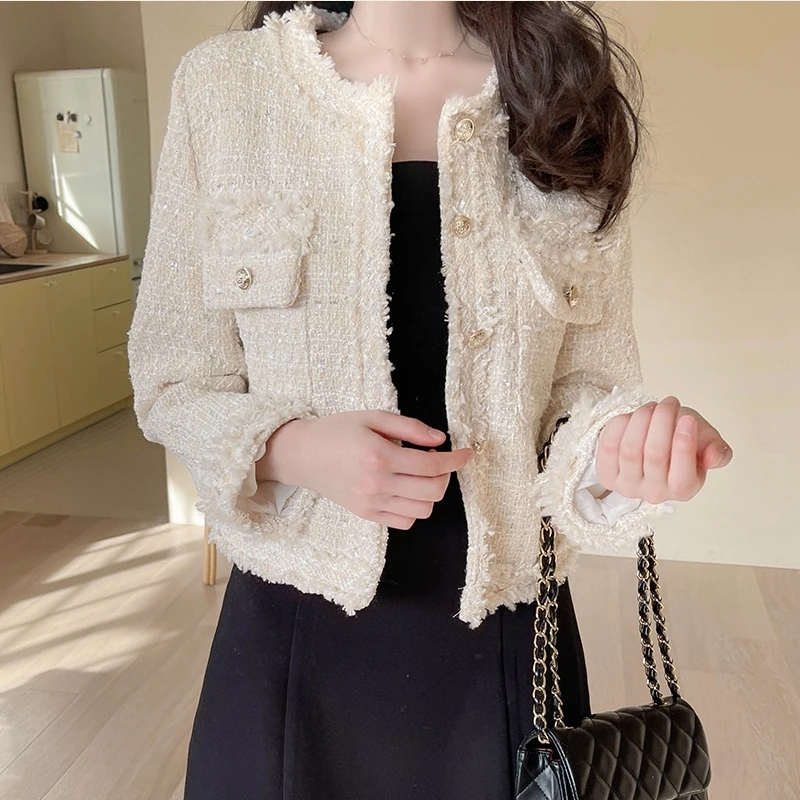 Twicefanx New Fashion Chic Vintage Tweed Woolen Jacket Coat Women Autumn Single Breasted Plaid Tassel Office Lady Outwear 688J
Twicefanx New Fashion Chic Vintage Tweed Woolen Jacket Coat Women Autumn Single Breasted Plaid Tassel Office Lady Outwear 688J
